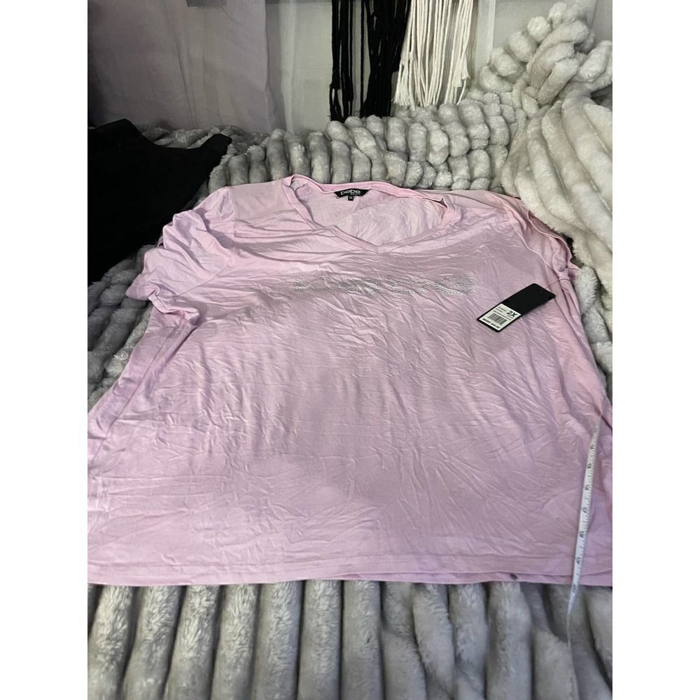 Bebe nwt plus size short slweve active logo tee shirt top blouse 2xl/xxl